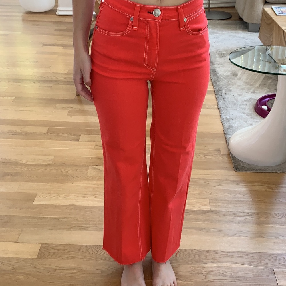 rag & bone Women's Bright Red Straight-Leg Jeans
